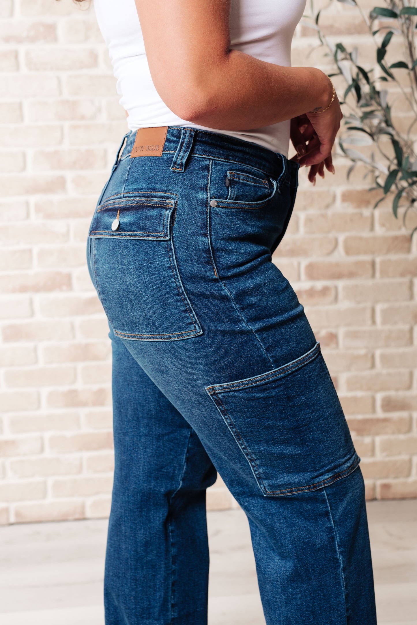 Leila High Rise Cargo Straight Jeans