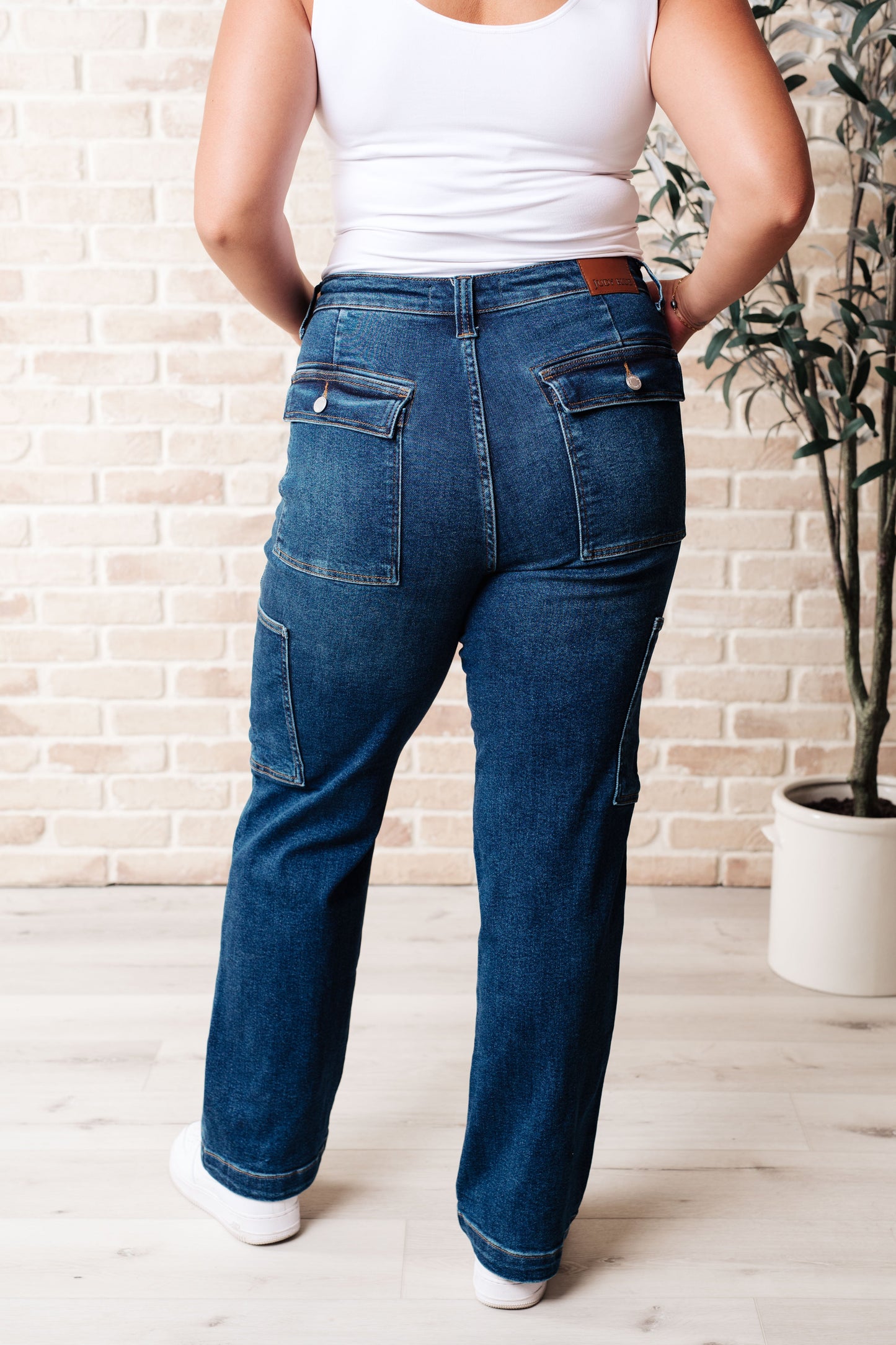 Leila High Rise Cargo Straight Jeans